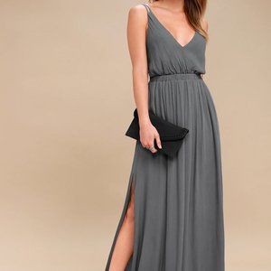 NWOT - LULU'S - Lost in Paradise Slate Grey Maxi Dress - Size S
